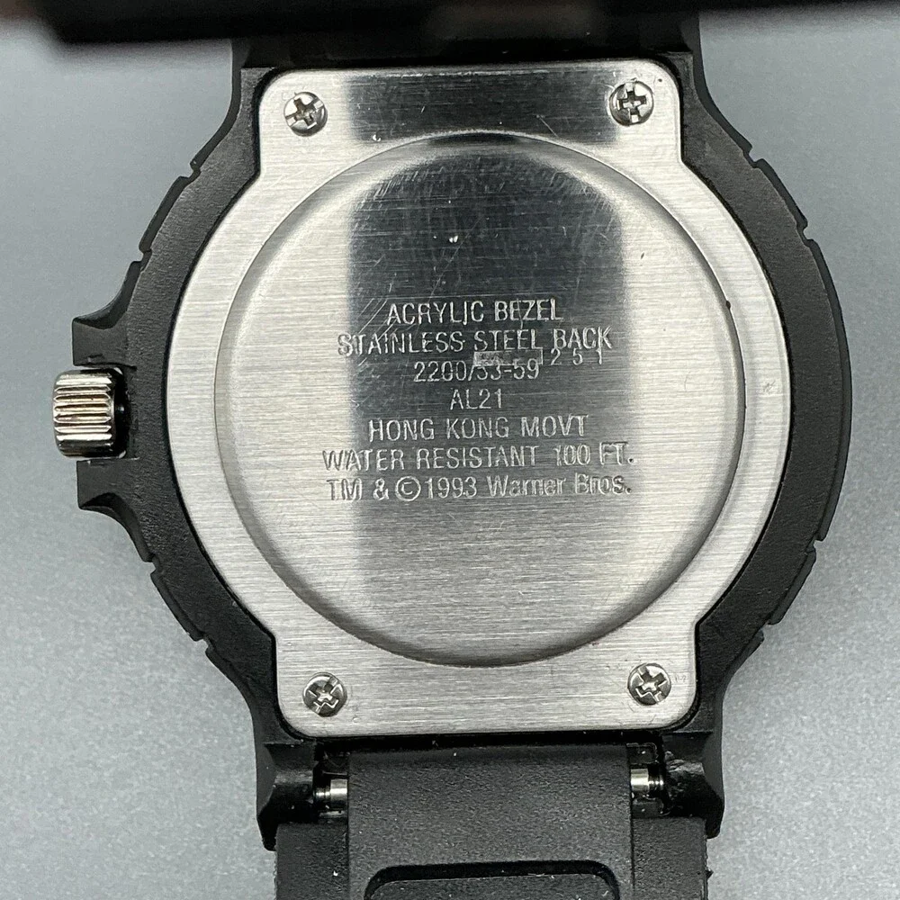 Vintage Armitron Taz Boys Watch 36mm Looney Tunes Black Rubber Sport New Battery